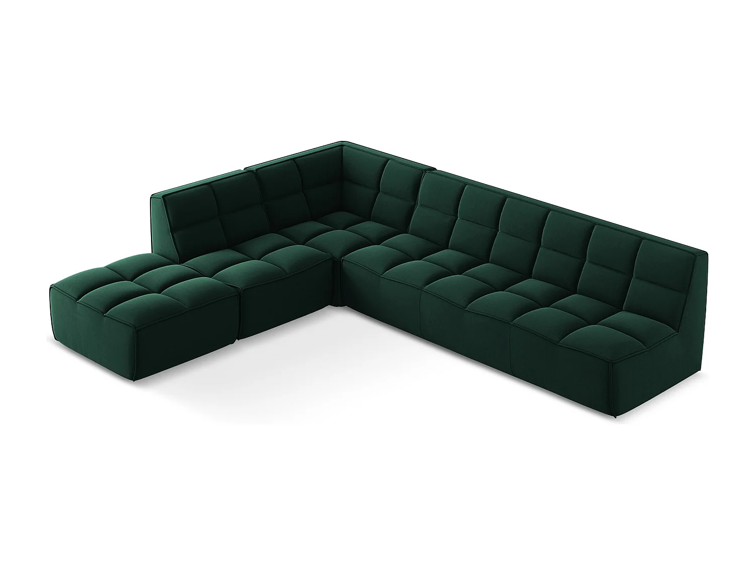 Modulaire hoekbank rechts van flessengroen velours - KALAI