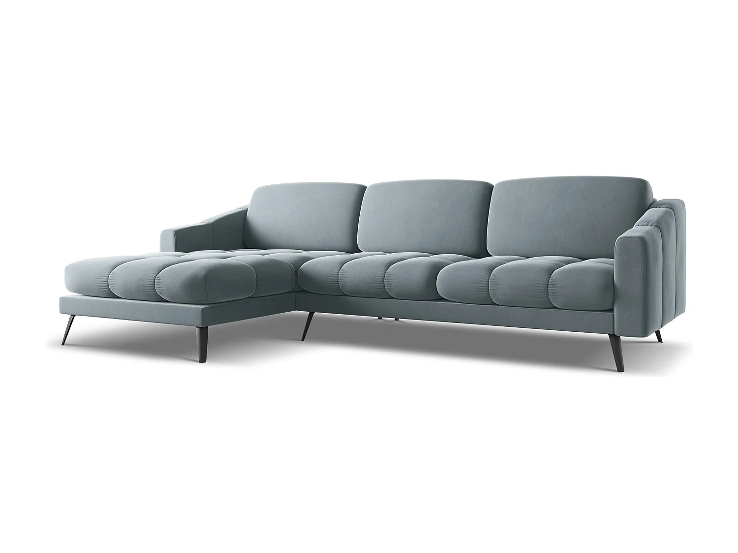 Ecksofa - Ecke Links - Samt - Hellblau - NALU