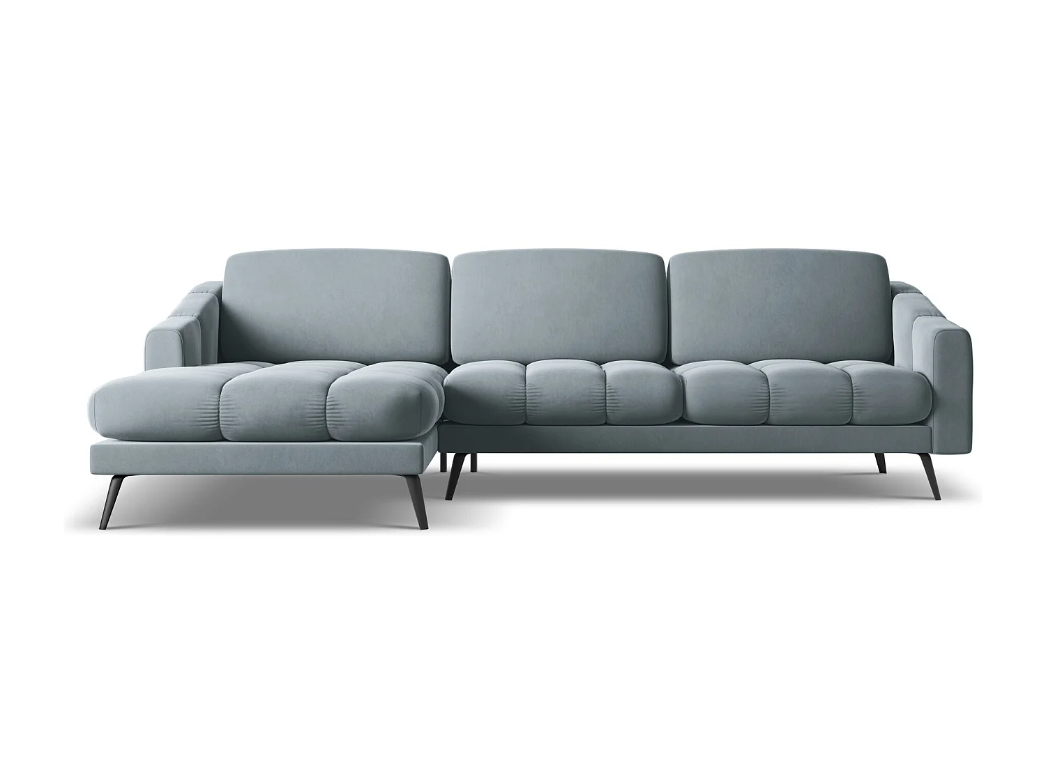 Ecksofa - Ecke Links - Samt - Hellblau - NALU