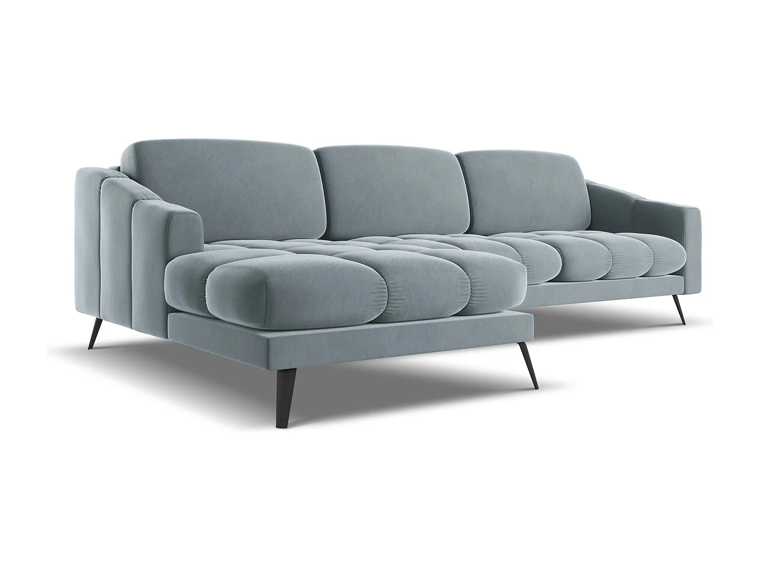 Ecksofa - Ecke Links - Samt - Hellblau - NALU