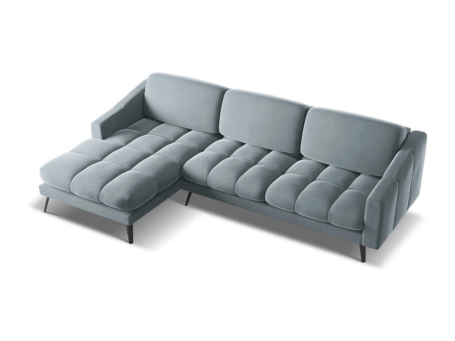 Ecksofa - Ecke Links - Samt - Hellblau - NALU