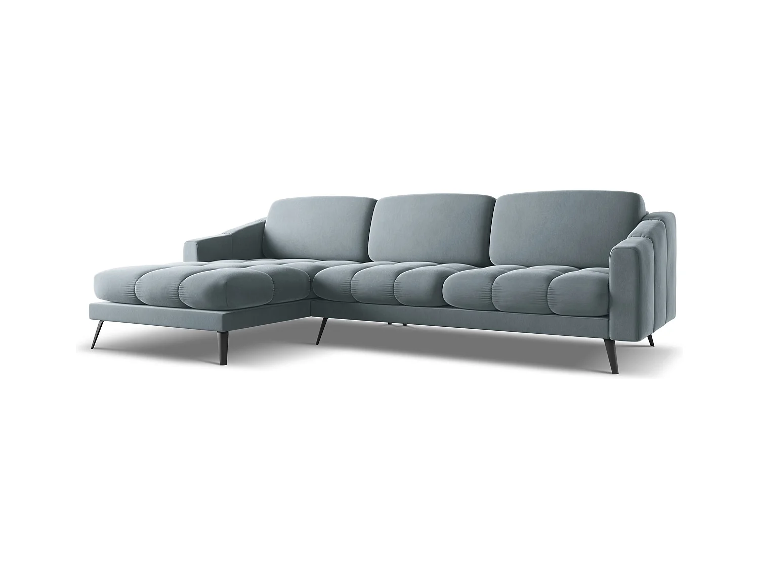 Ecksofa - Ecke Links - Samt - Hellblau - NALU