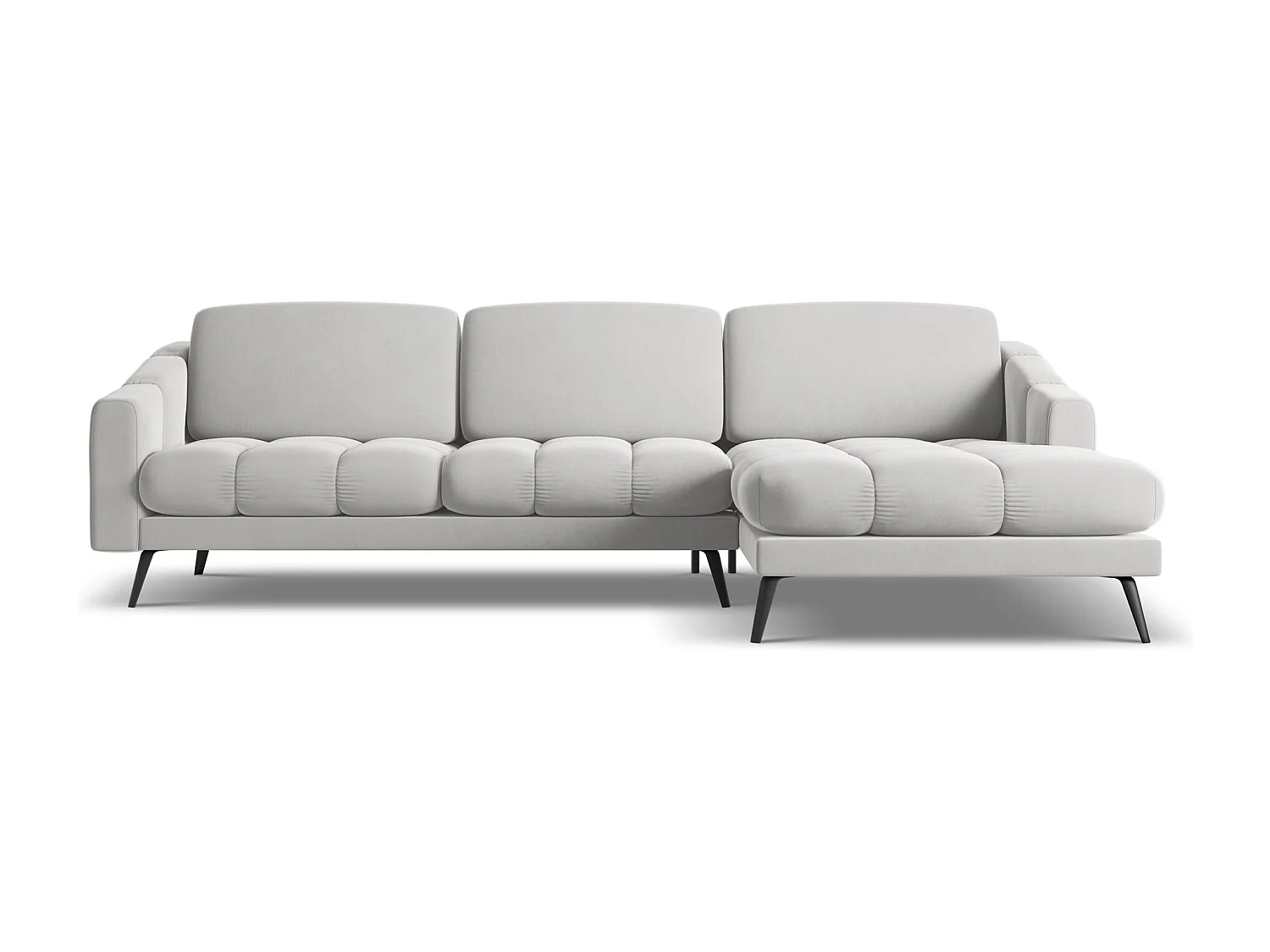 Canapé d'angle droit en velours - argent - NALU