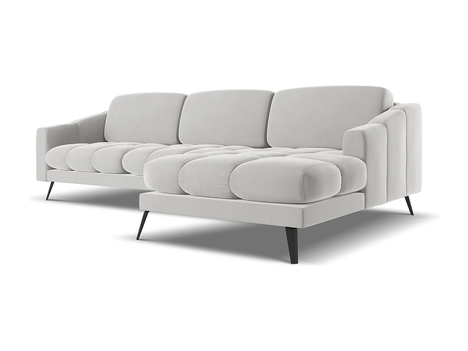 Canapé d'angle droit en velours - argent - NALU