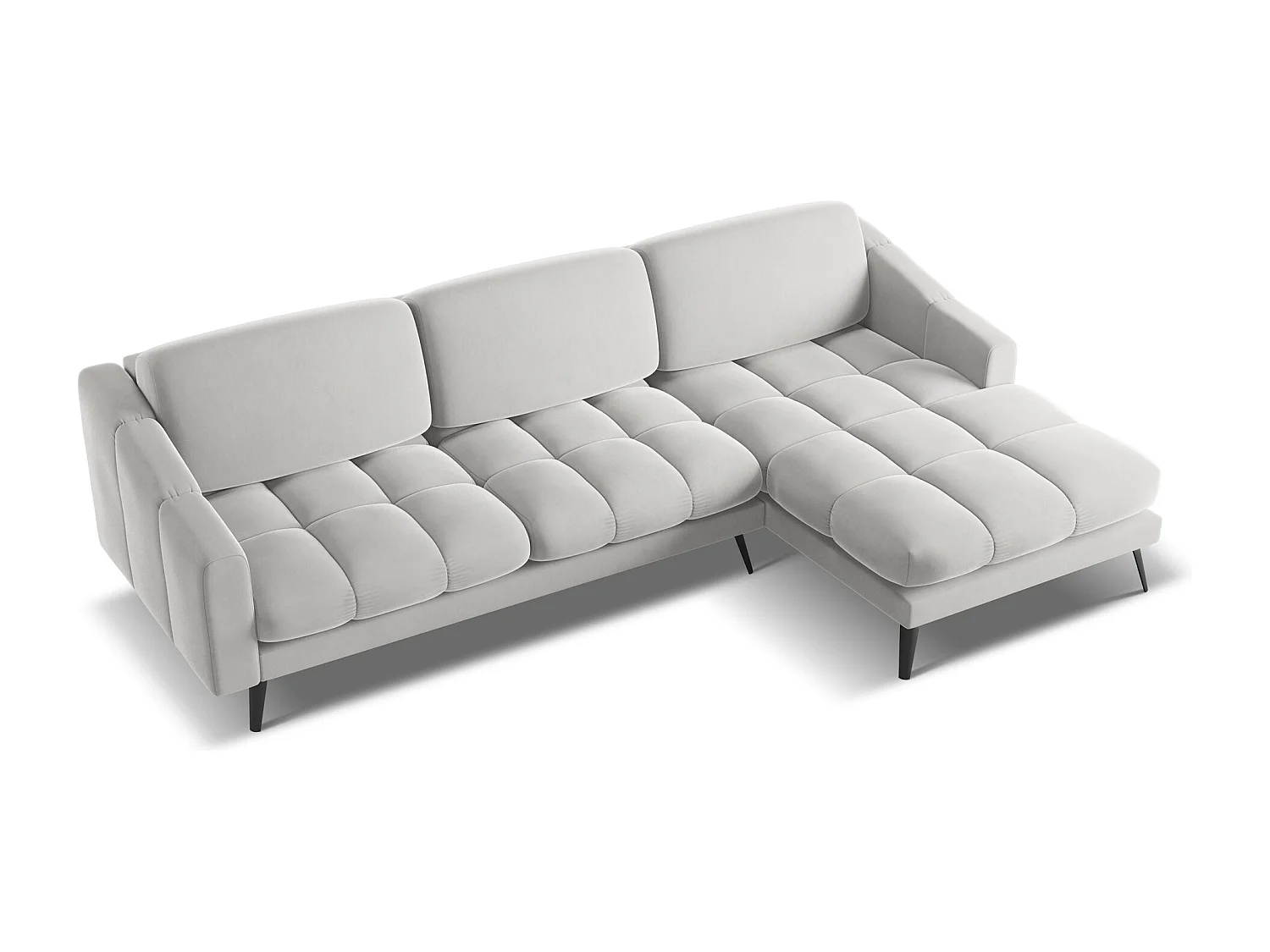 Canapé d'angle droit en velours - argent - NALU