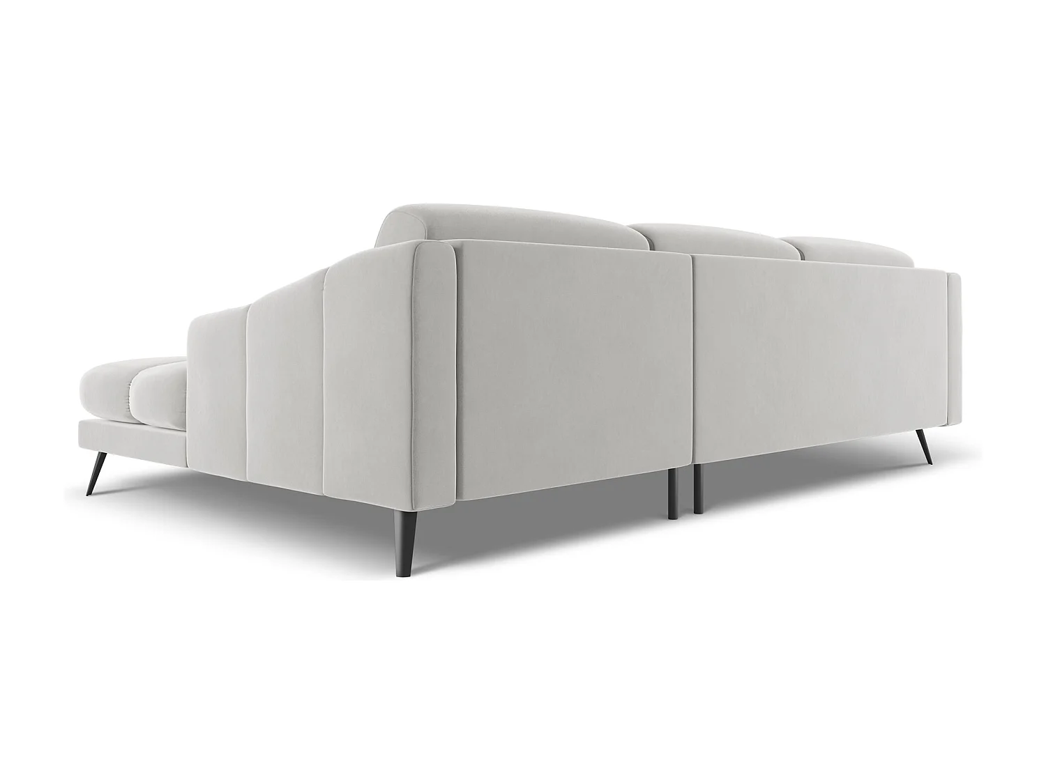 Canapé d'angle droit en velours - argent - NALU