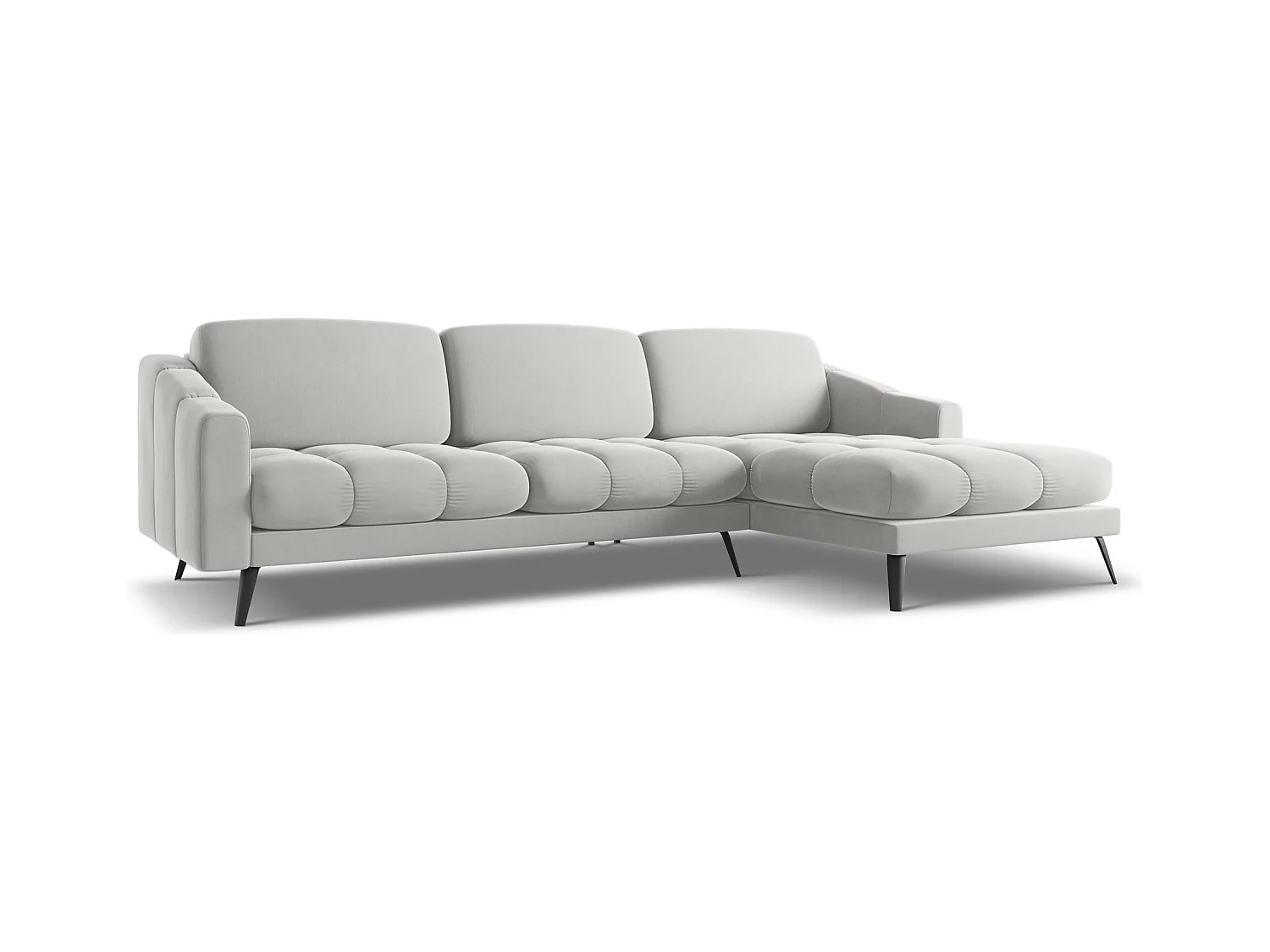 Ecksofa - Ecke Rechts - Samt - Silber - NALU