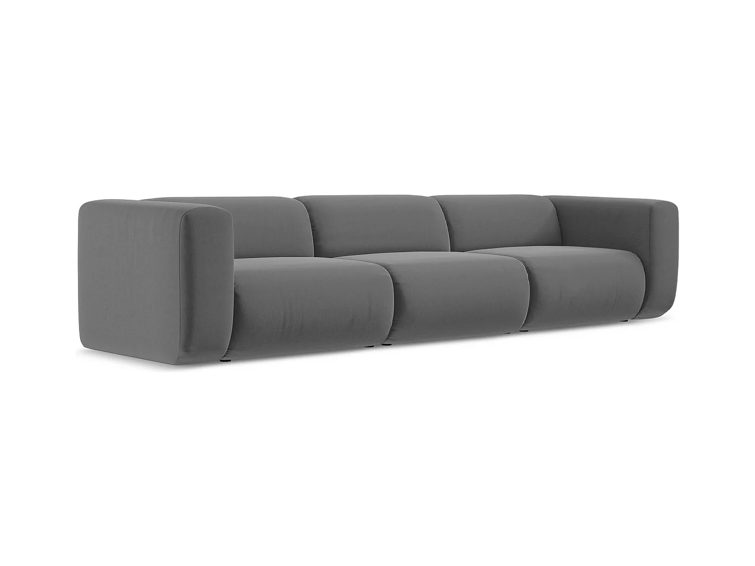 Canapé modulable 4 places en velours - gris - EKAHI