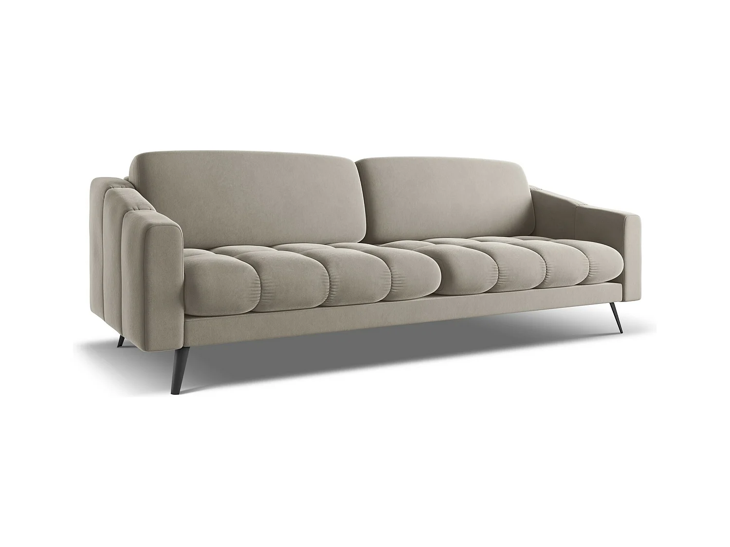 Vierzitsbank van taupe velours - NALU
