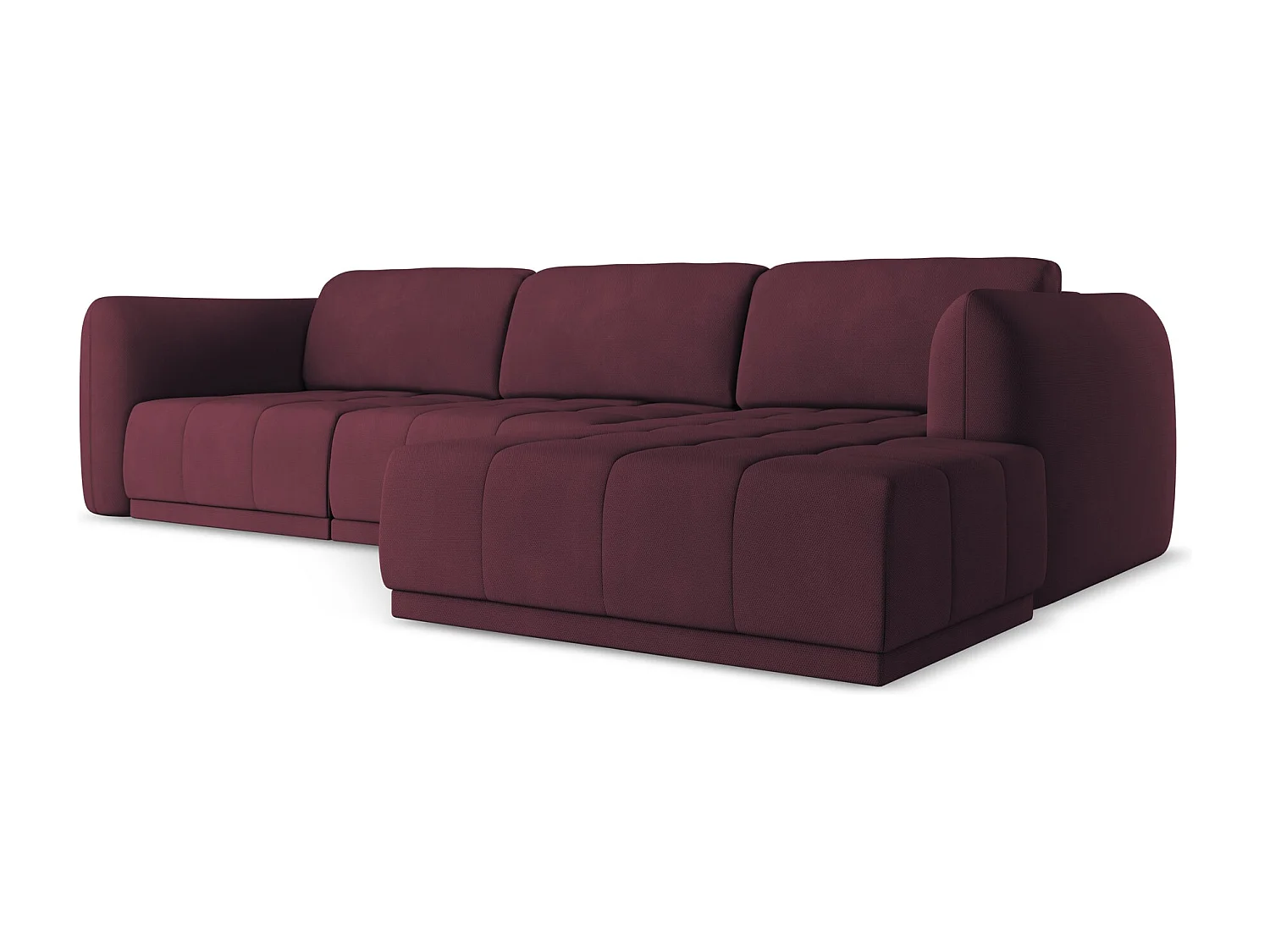 Ecksofa - Ecke Rechts - Chenille - Rotwein - HOKU