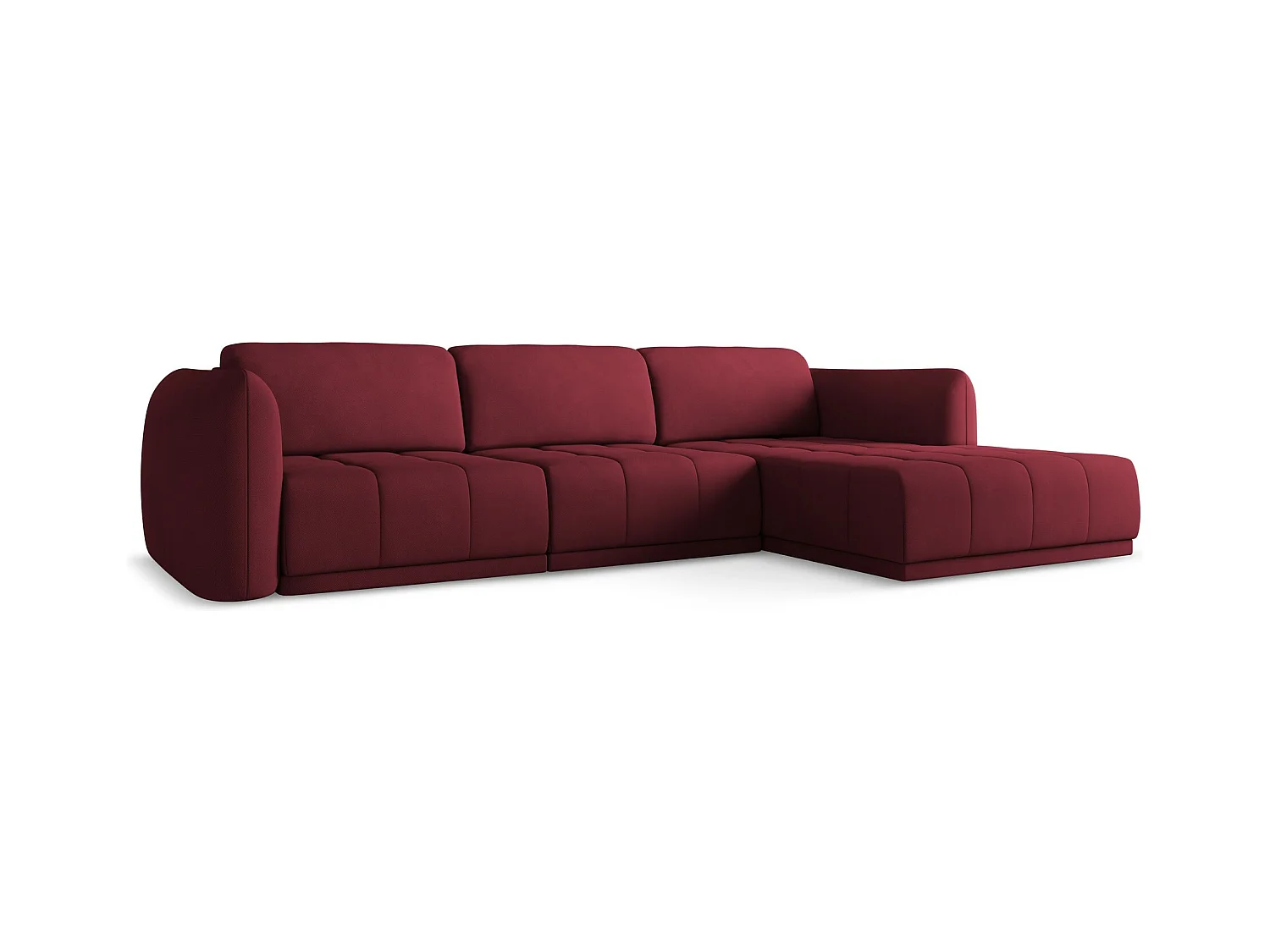 Canapé d'angle droit en tissu chenille - bordeaux - HOKU