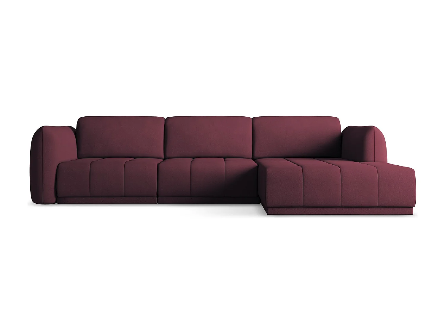 Canapé d'angle droit en tissu chenille - bordeaux - HOKU