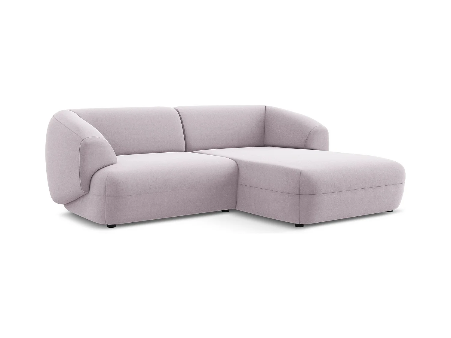 Canapé d'angle 2,5 places modulaire droit en velours - lavande - MOANA