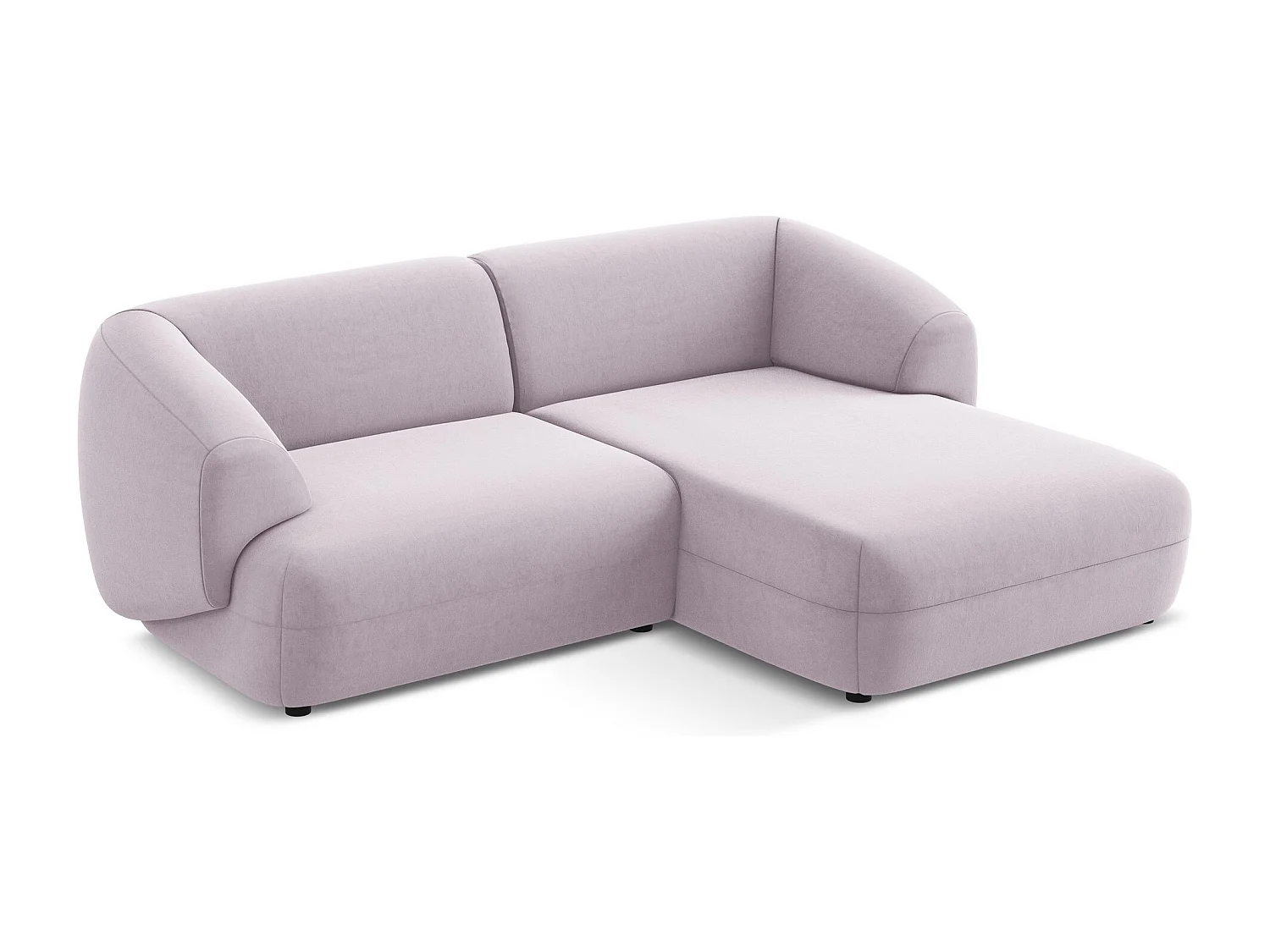 Canapé d'angle 2,5 places modulaire droit en velours - lavande - MOANA