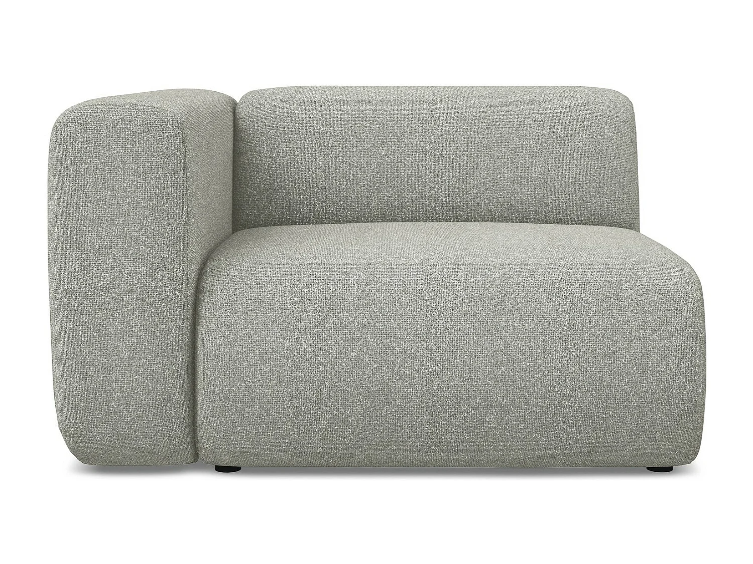 Sofá módulo con reposabrazos izquierdo de tela texturizada gris claro - EKAHI