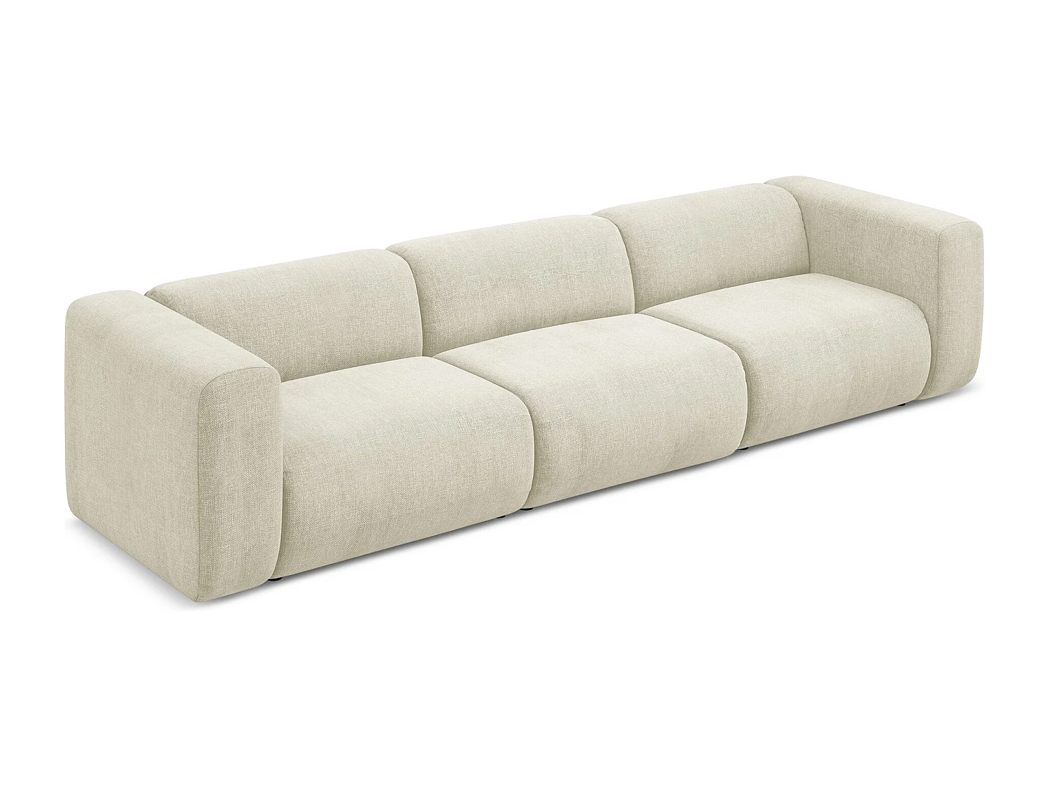 Vierzits modulaire bank van beige chenille stof - EKAHI