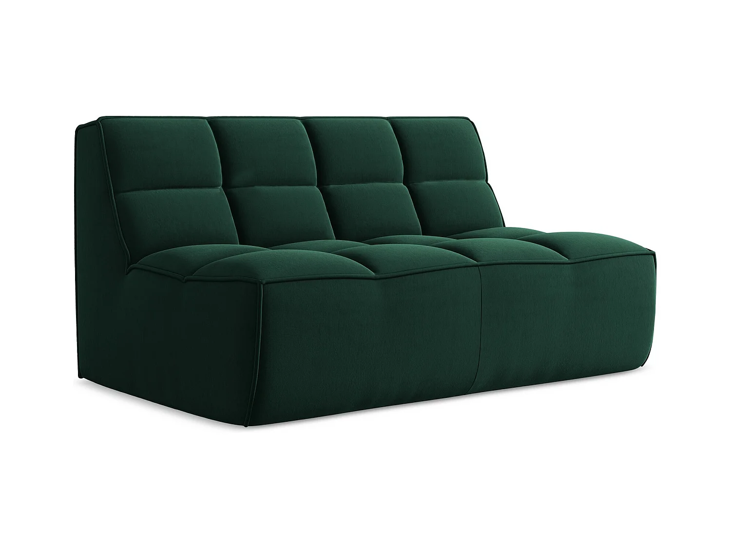 Tweezits modulaire bank van flessengroen velours - KALAI