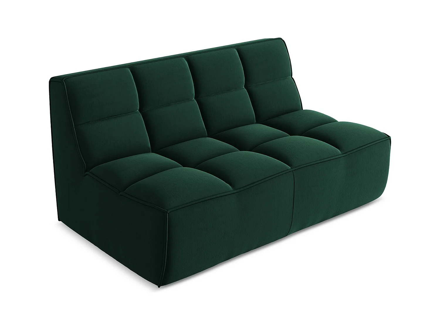 Canapé modulable 2 places en velours - bouteille verte - KALAI