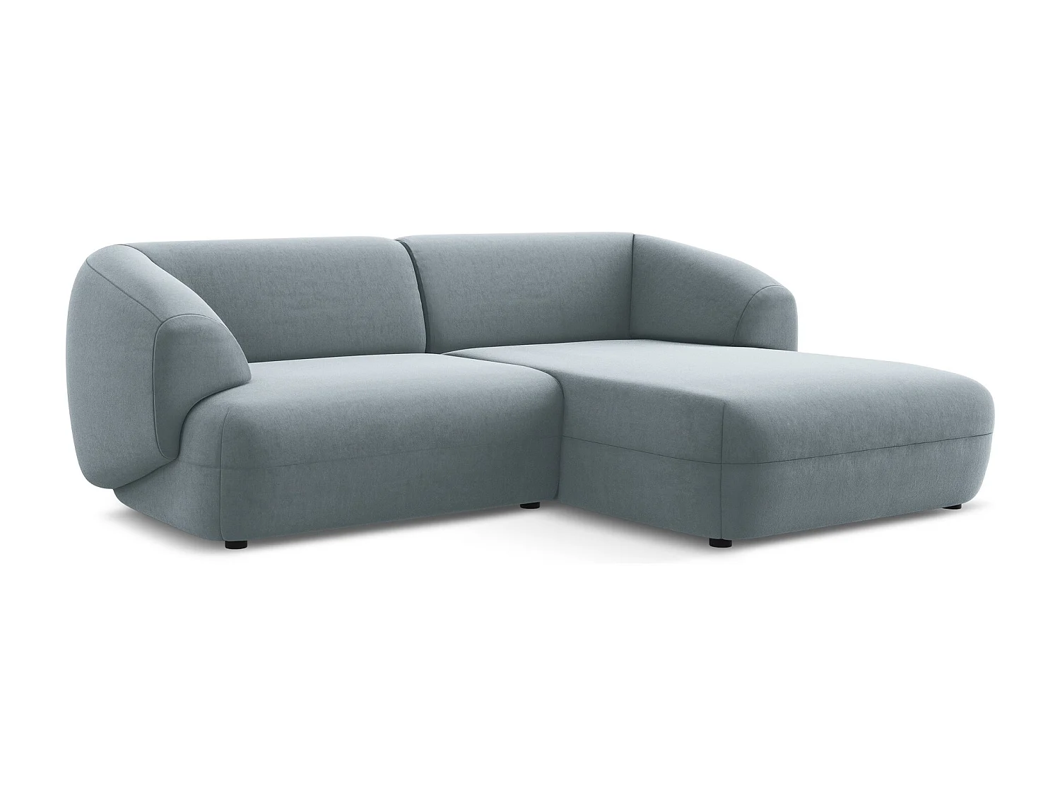 2,5-Sitzer Modulares Ecksofa - Ecke Rechts - Samt - Hellblau - MOANA