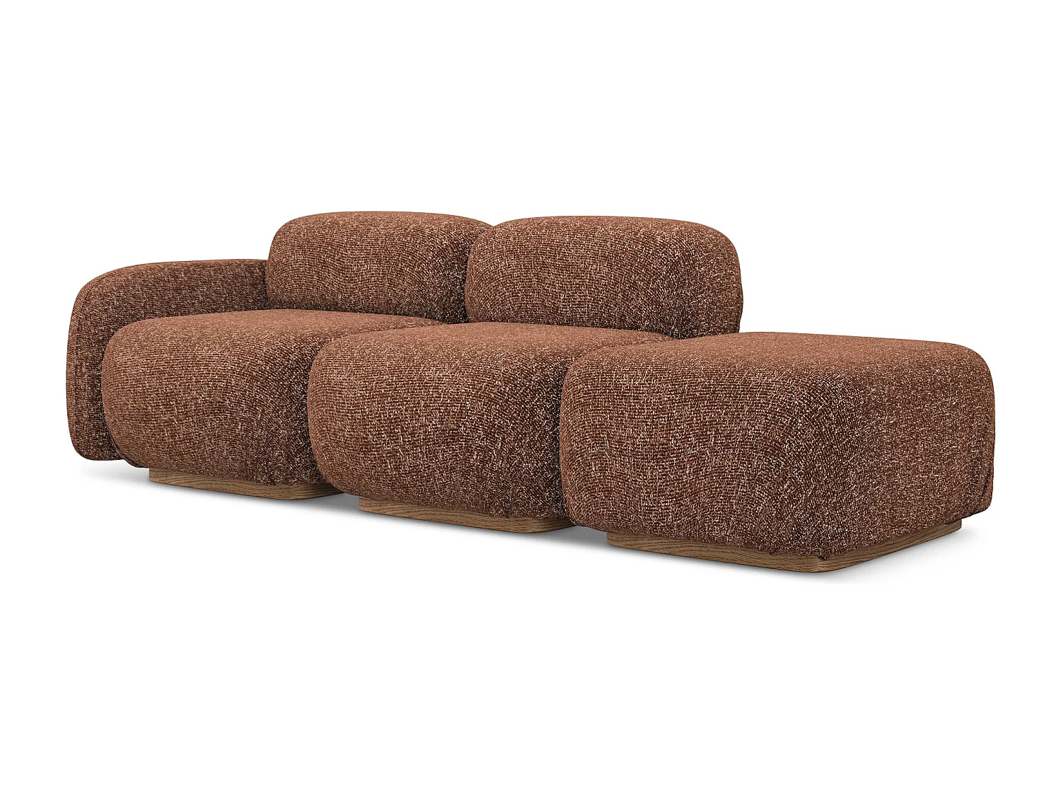 Sofá modular direito 3 lugares em tecido texturizado terracota - AILANI