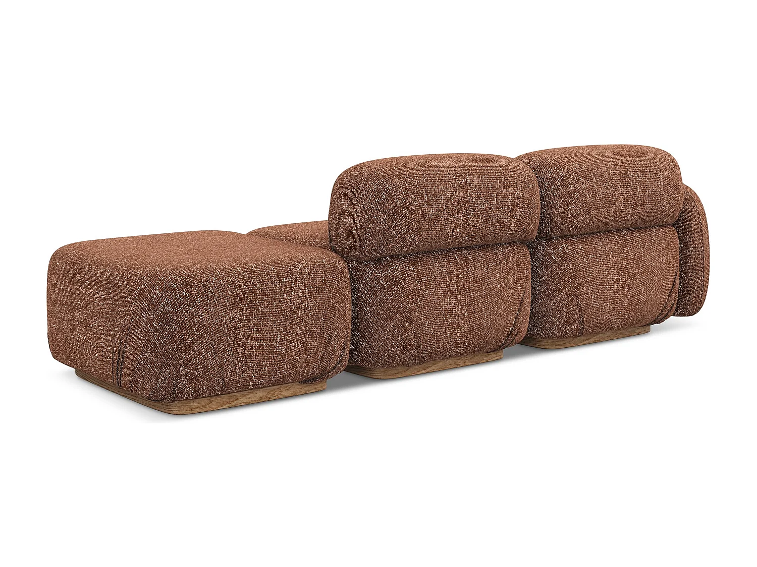 Sofá modular direito 3 lugares em tecido texturizado terracota - AILANI