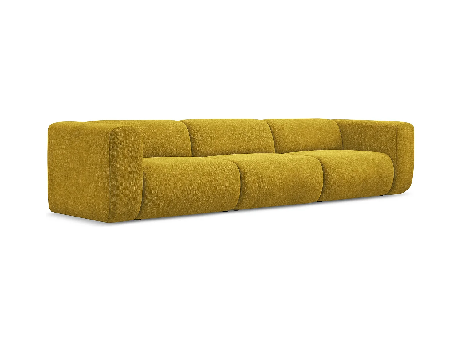 Canapé modulable 4 places en tissu chenille - moutarde - EKAHI