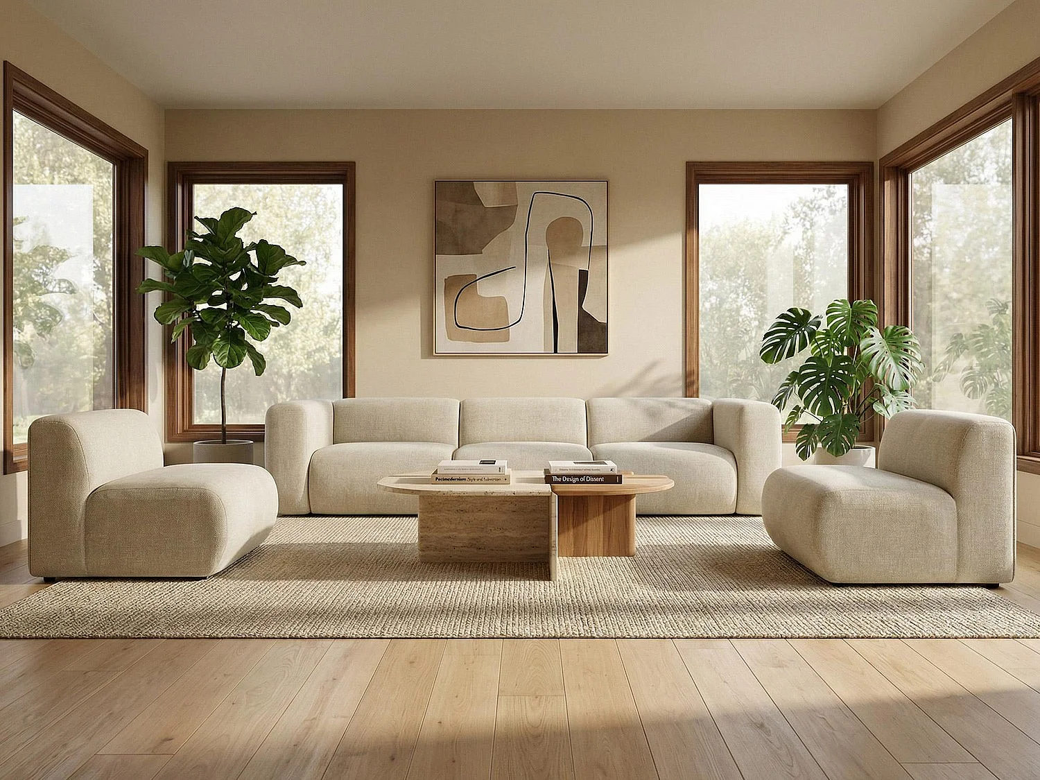 Modulares 4-Sitzer Sofa - - Chenille - Senf - BARI