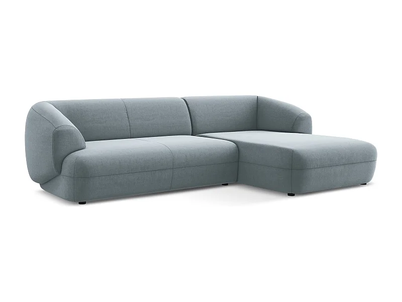 3-Sitzer Modulares Ecksofa - Ecke Rechts - Samt - Hellblau - MOANA