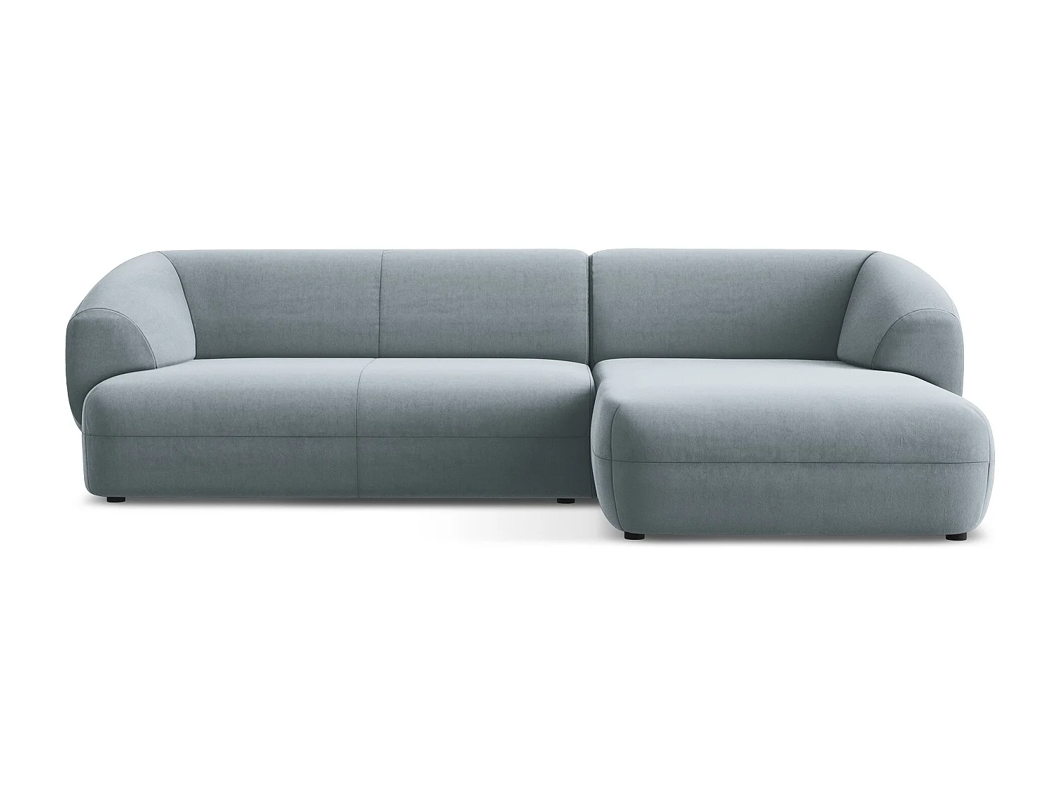 3-Sitzer Modulares Ecksofa - Ecke Rechts - Samt - Hellblau - MOANA