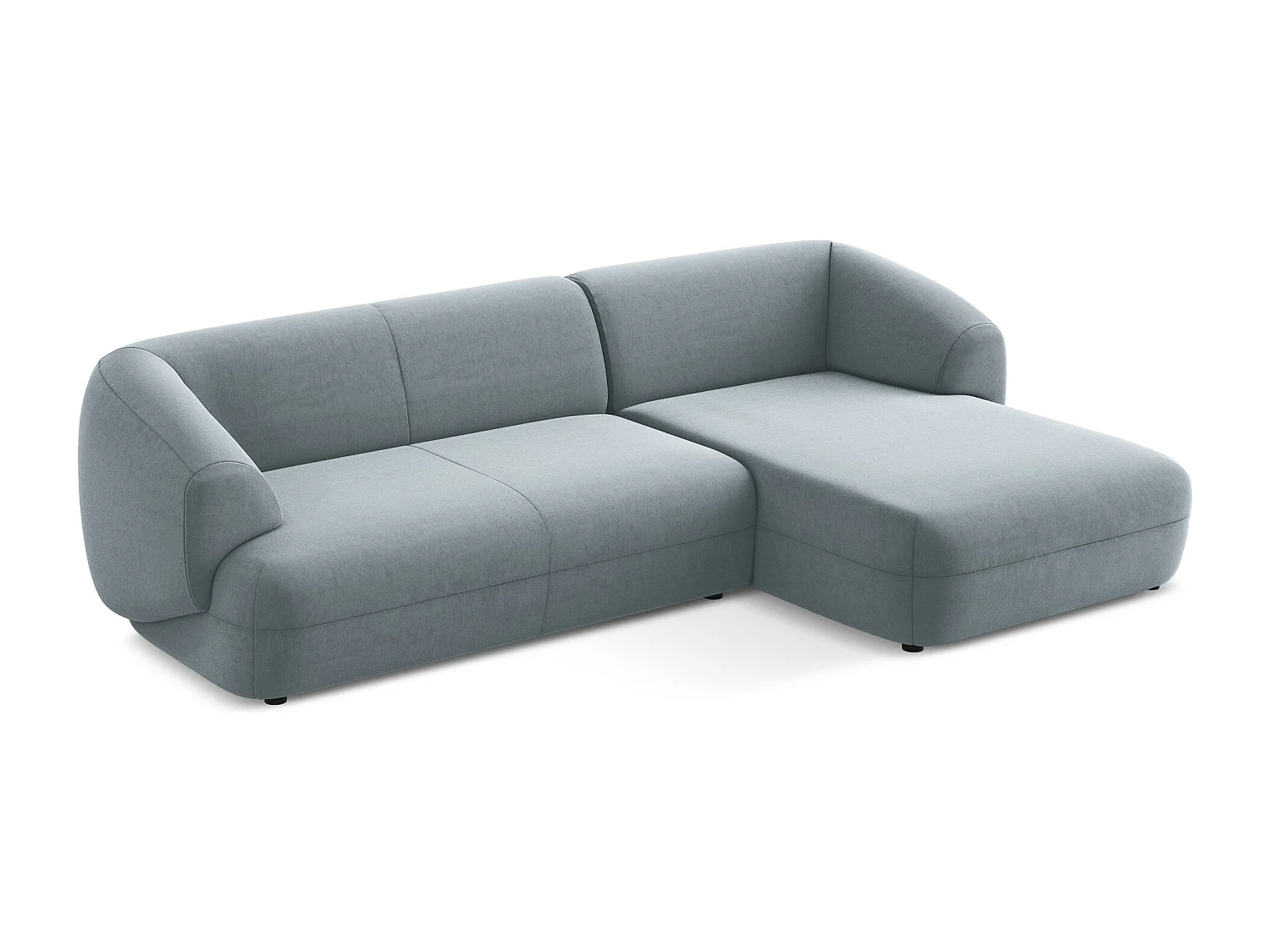 3-Sitzer Modulares Ecksofa - Ecke Rechts - Samt - Hellblau - MOANA