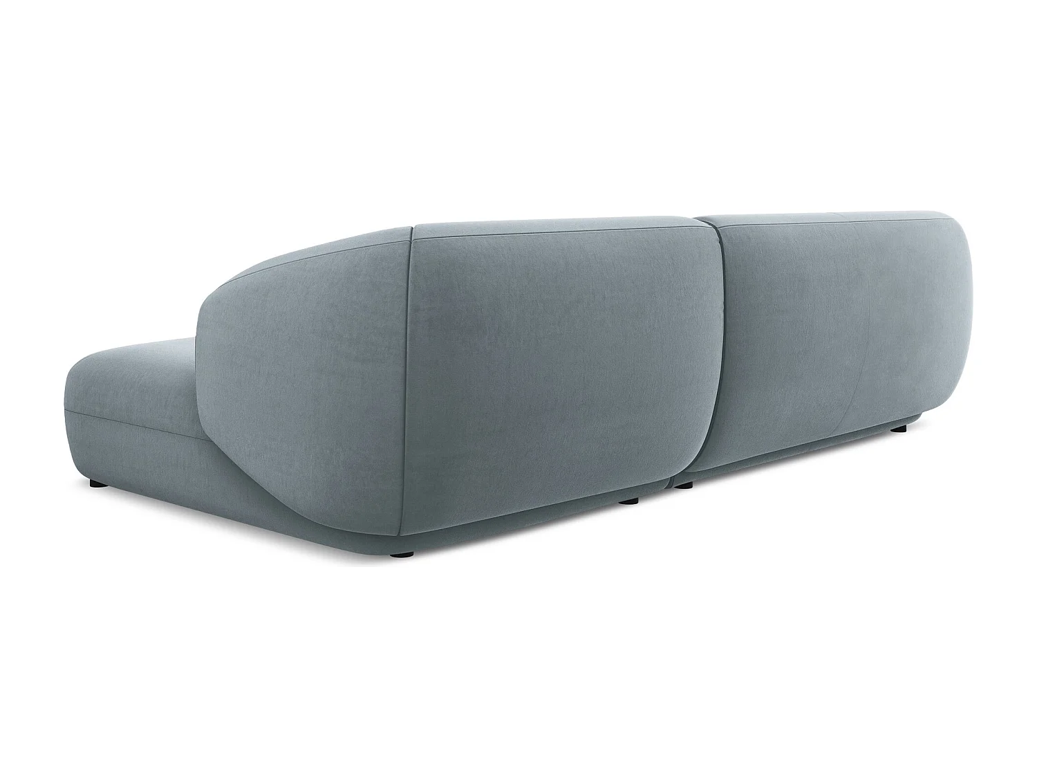 Canapé d'angle 3 places modulaire droit en velours - bleu clair - MOANA