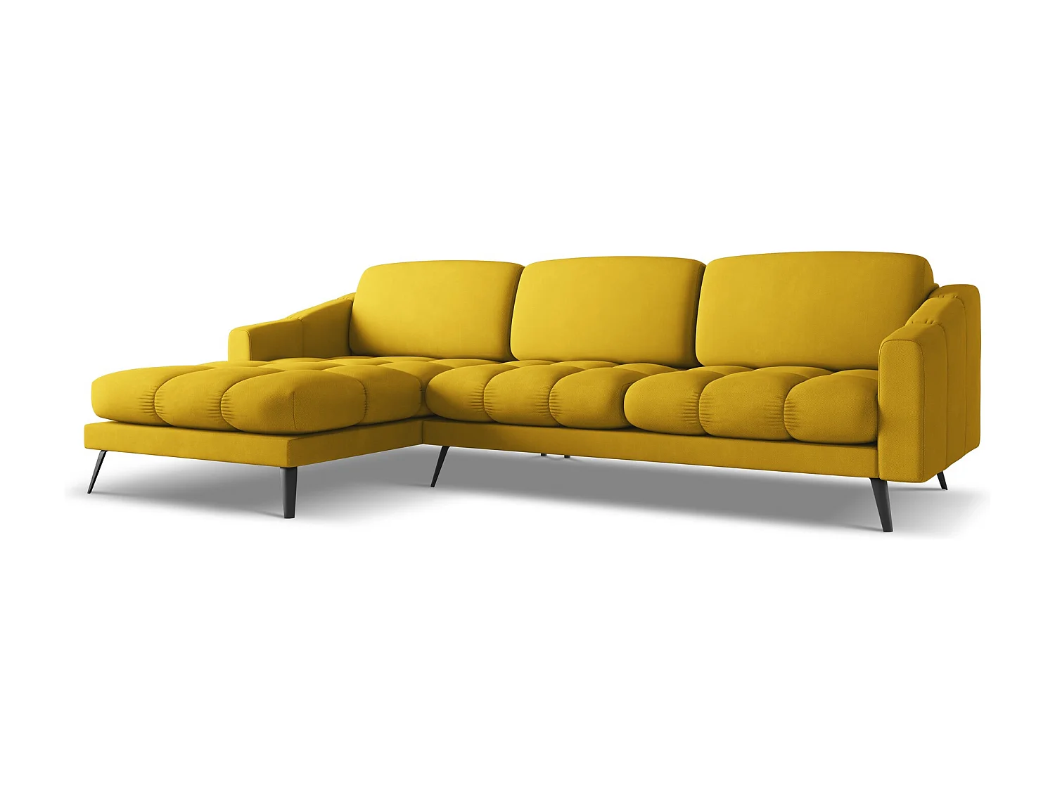 Narożnik lewostronny - z tkaniny szenilowej - musztardowy - NALU