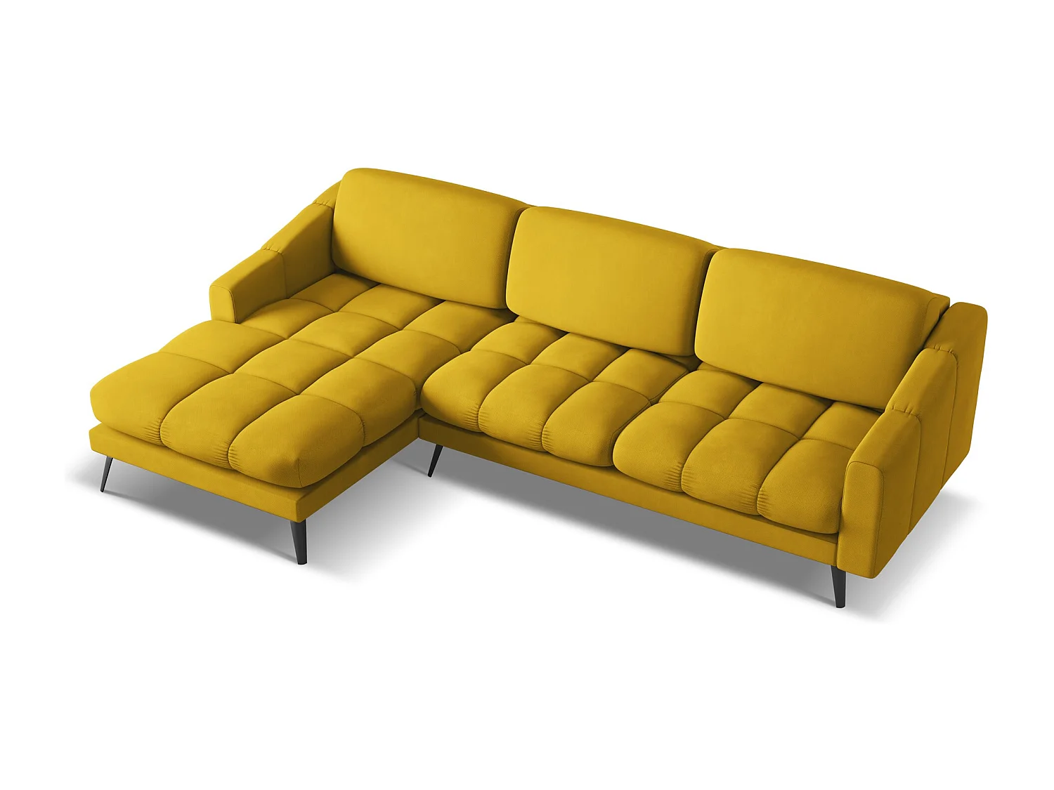 Narożnik lewostronny - z tkaniny szenilowej - musztardowy - NALU