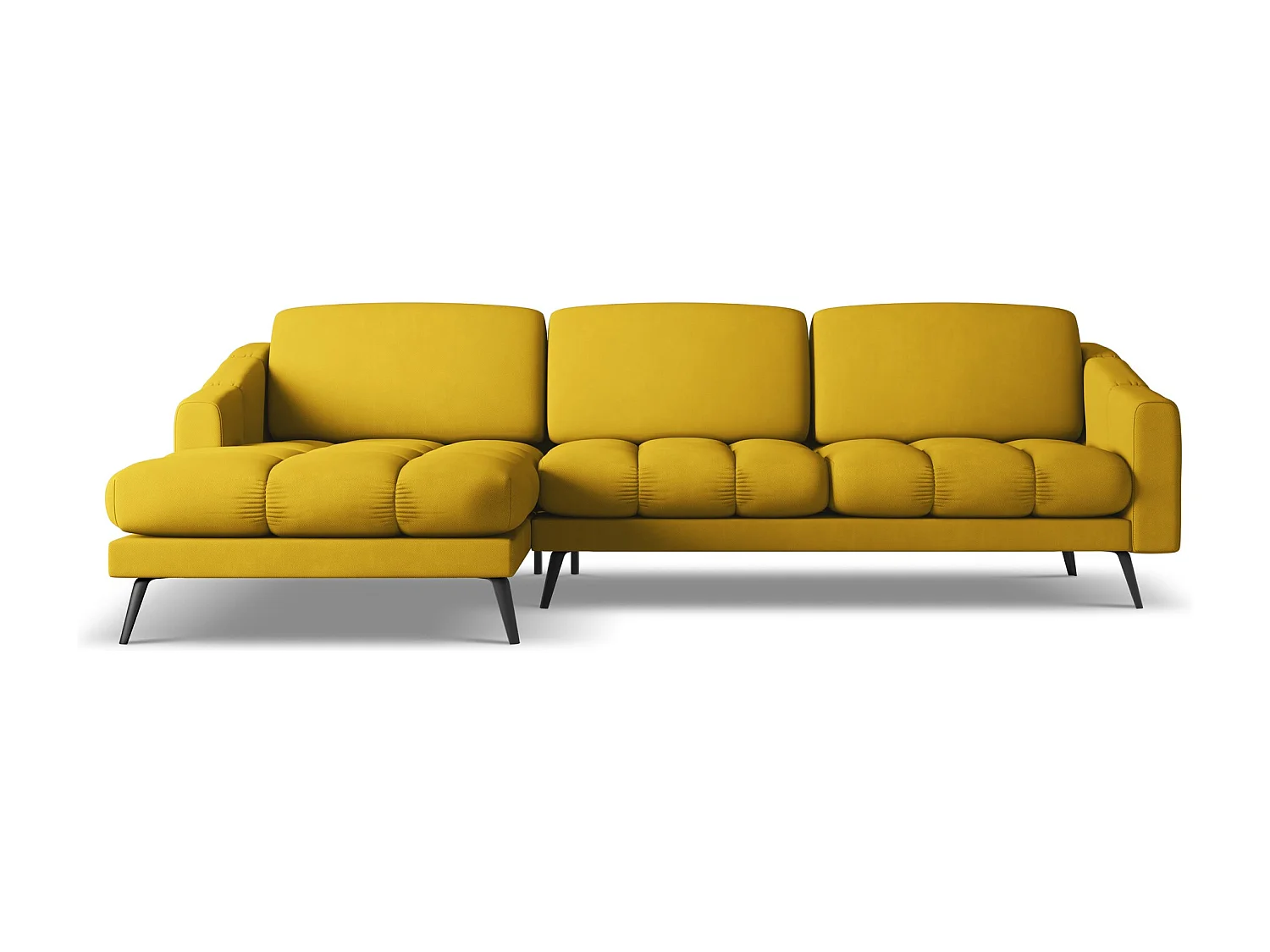 Canapé d'angle gauche en tissu chenille - moutarde - NALU