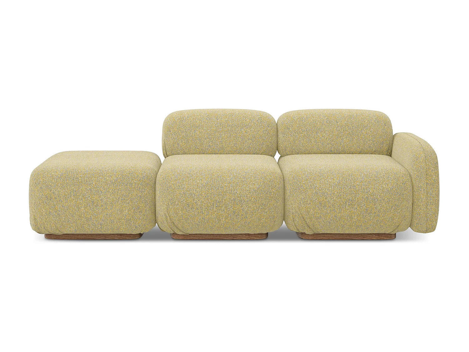 Canapé modulable 3 places gauche en tissu texturé - moutarde - AILANI