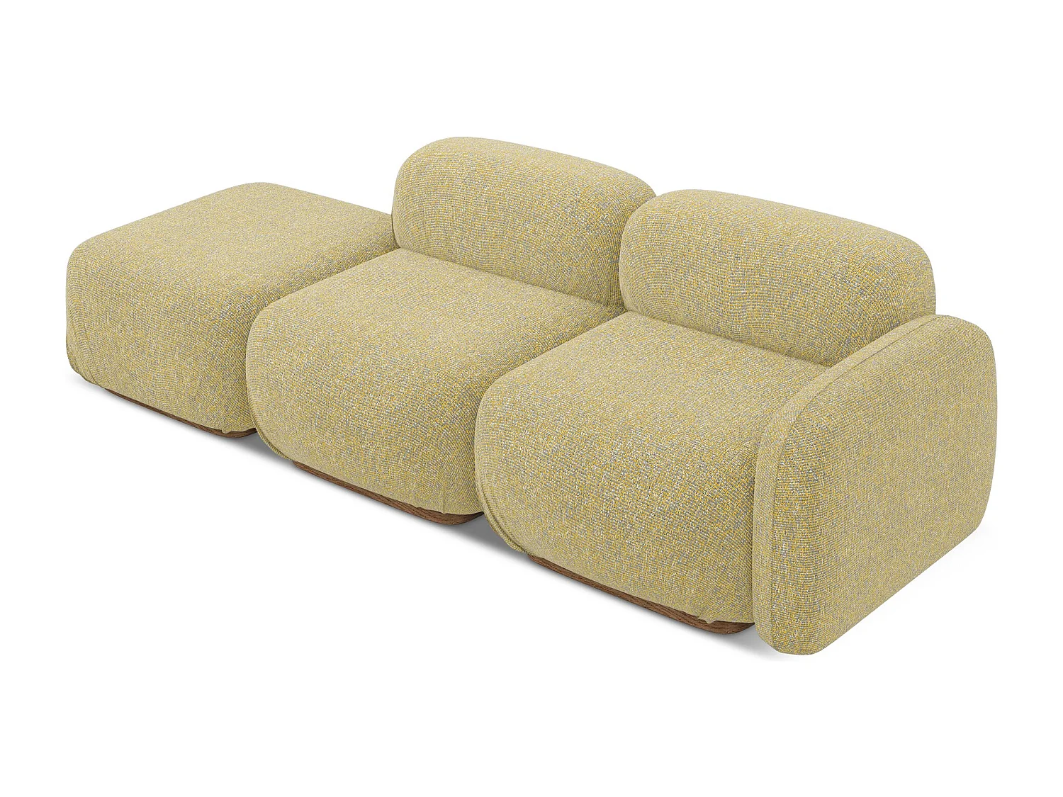 Canapé modulable 3 places gauche en tissu texturé - moutarde - AILANI
