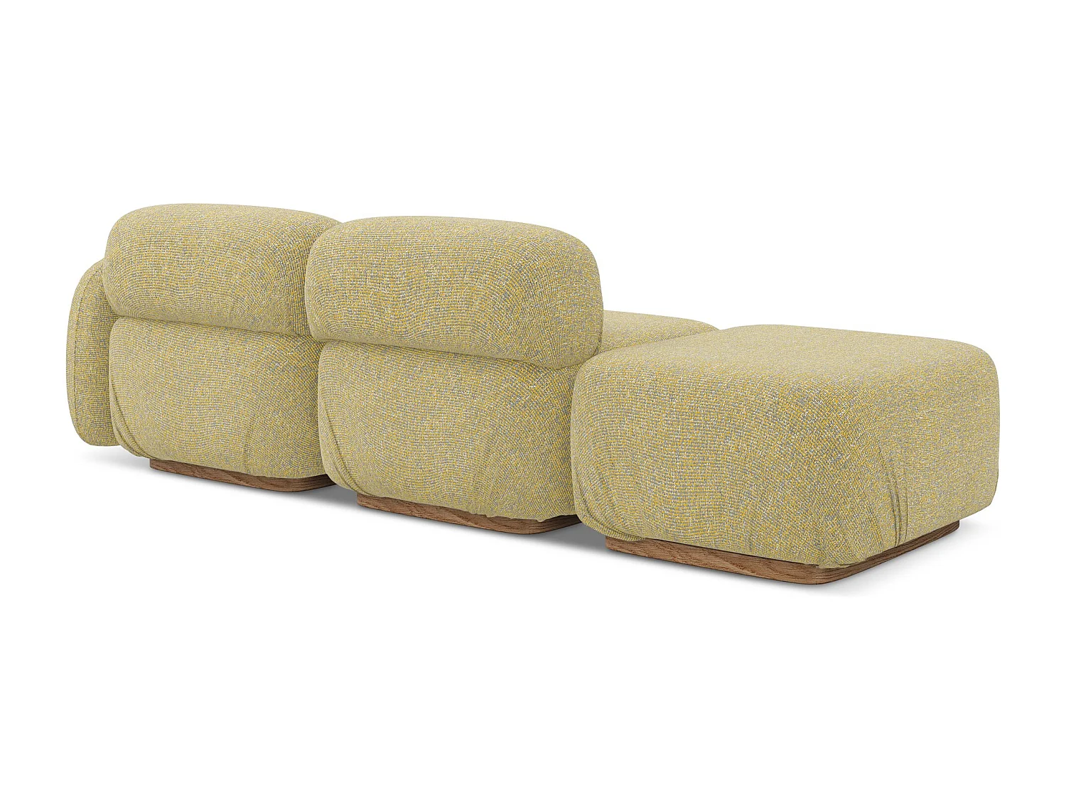 Canapé modulable 3 places gauche en tissu texturé - moutarde - AILANI