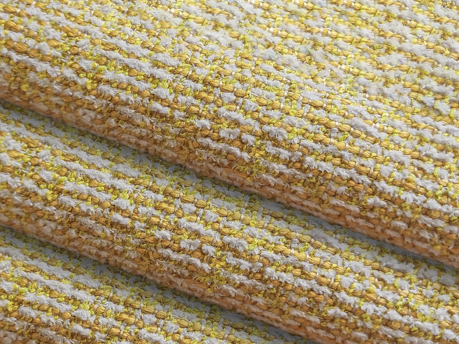 Canapé modulable 3 places gauche en tissu texturé - moutarde - AILANI