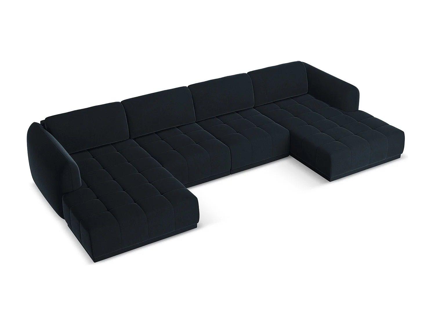 Canapé d'angle panoramique en velours - bleu royal - HOKU