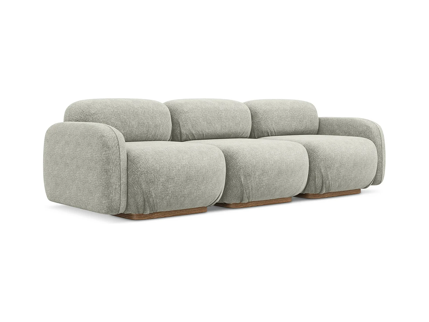 Vierzits modulaire bank van zilver chenille stof - AILANI