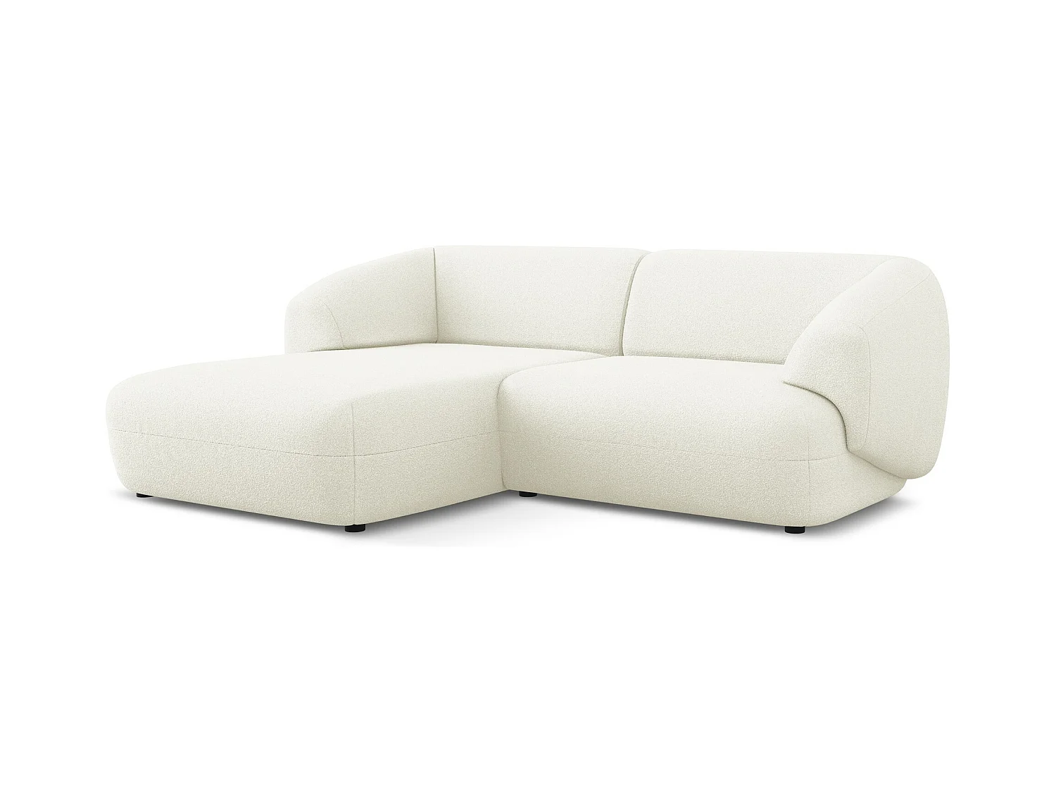 Canapé d'angle 2,5 places modulaire gauche en tissu bouclette - blanc - MOANA
