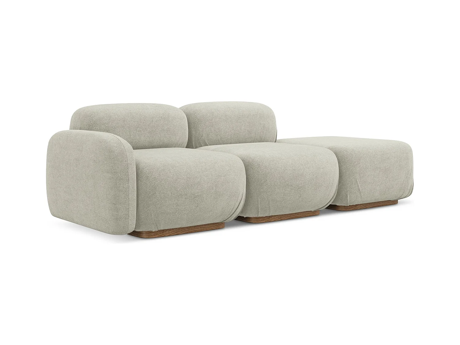 Driezits modulaire bank rechts van lichtbeige bouclé - AILANI