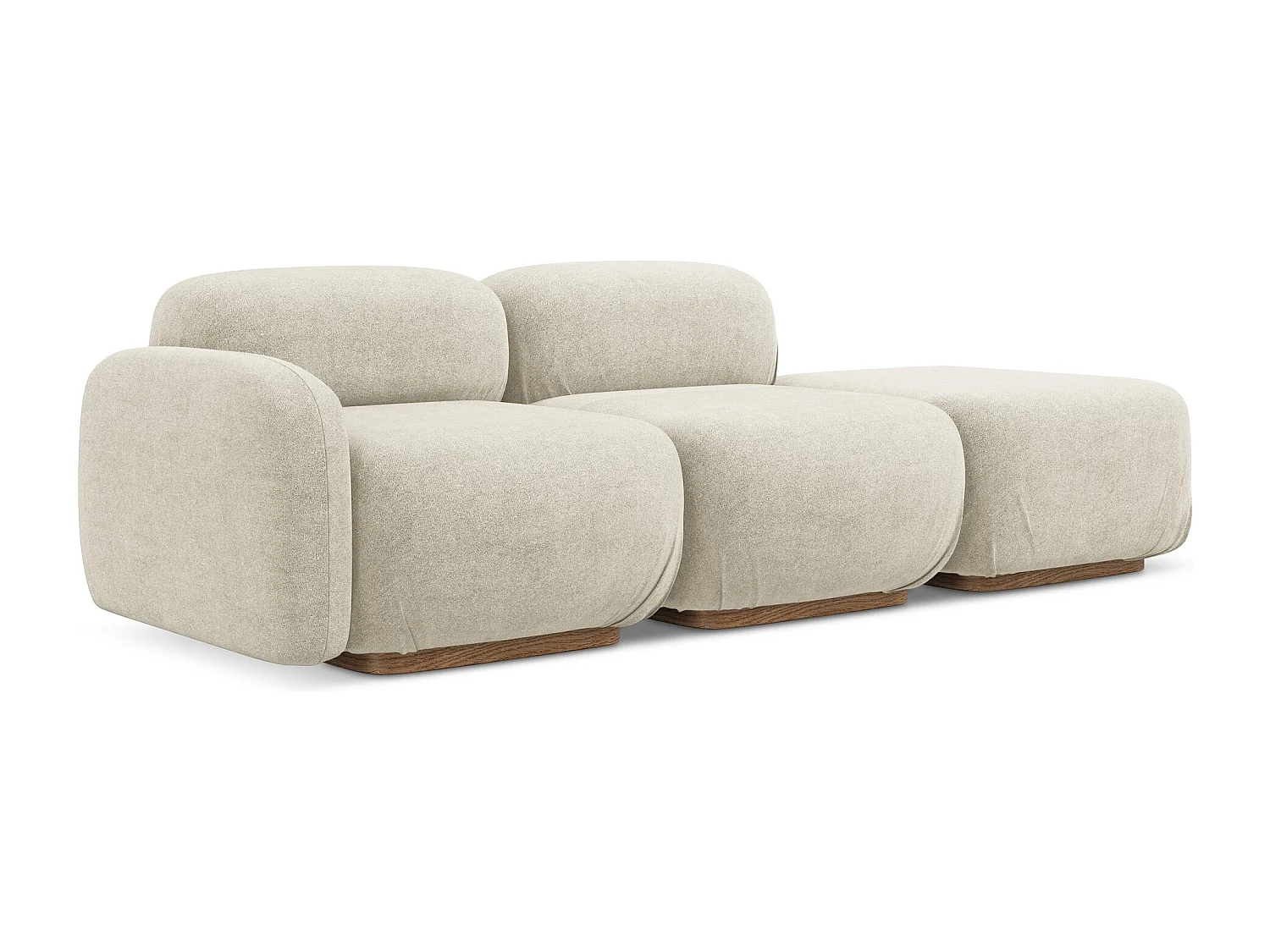 Canapé modulable 3 places droit en tissu bouclette - beige clair - AILANI