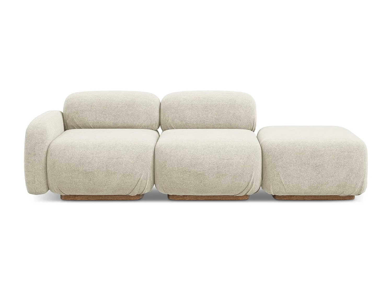 Canapé modulable 3 places droit en tissu bouclette - beige clair - AILANI