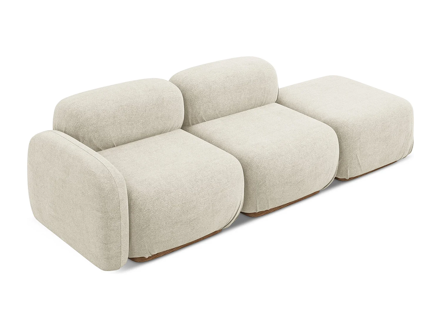 Canapé modulable 3 places droit en tissu bouclette - beige clair - AILANI