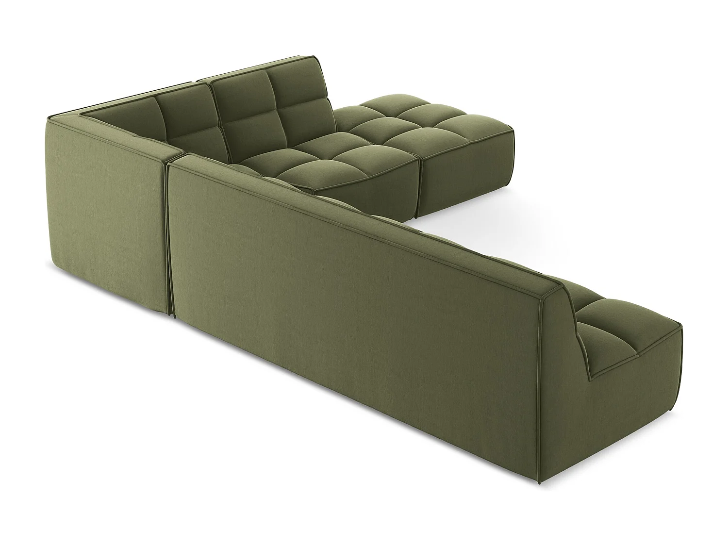 Narożnik uniwersalny - z tkaniny welwetowej - oliwkowy - KALAI