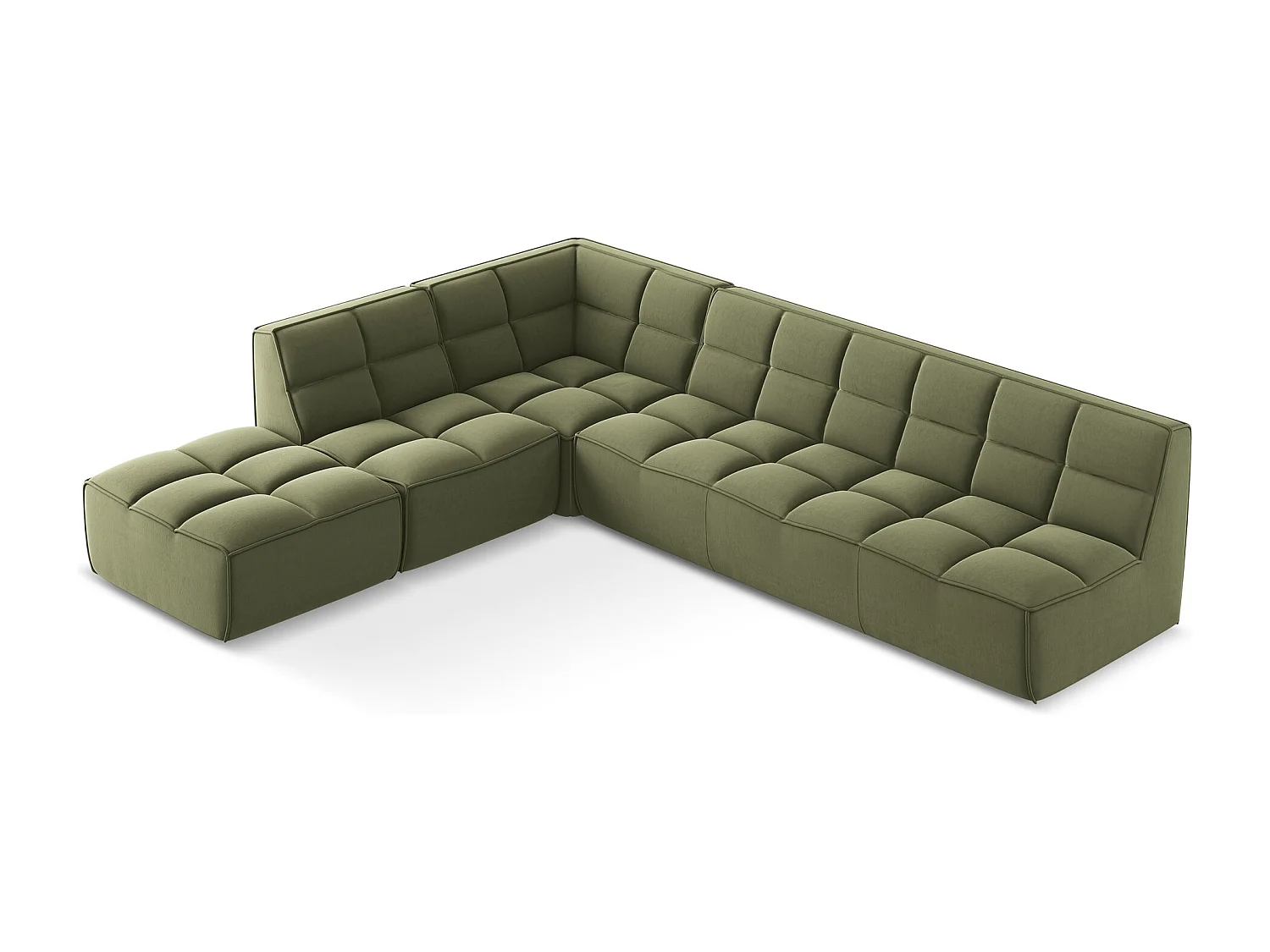 Modulaire hoekbank rechts van olijf velours - KALAI