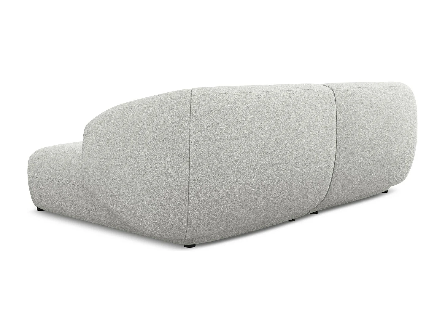 Sofá de canto modular direito 2,5 lugares em tecido bouclé cinza claro - MOANA