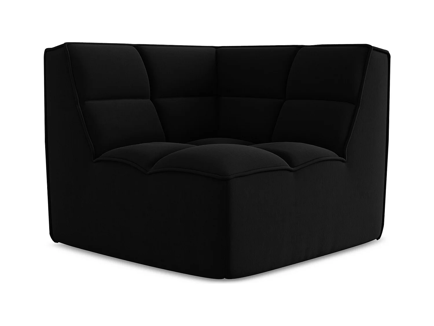 Fauteuil d'angle pour canapé modulable en velours - noir - KALAI