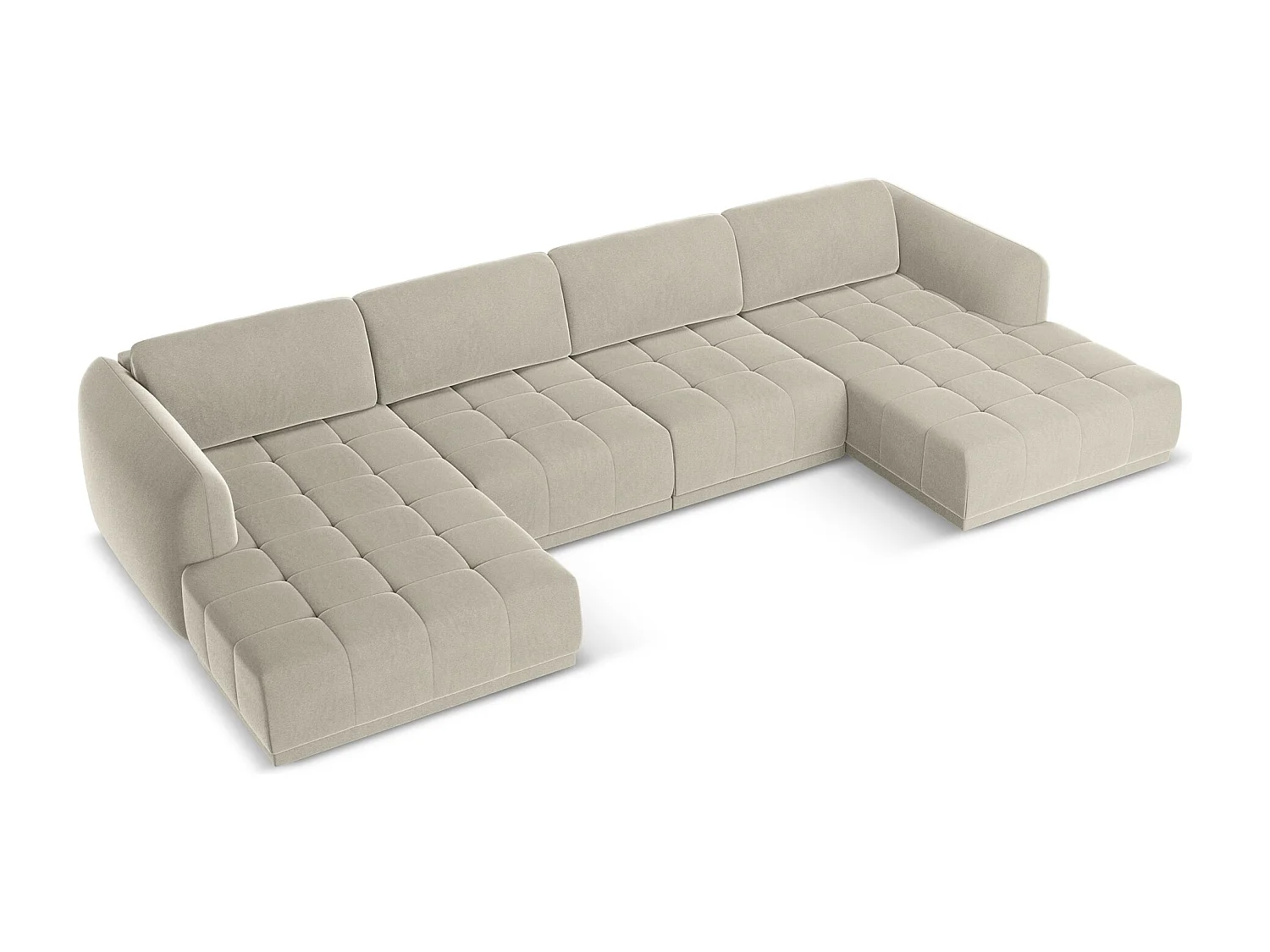 Sofa panoramiczna - z tkaniny welwetowej - perłowy - HOKU